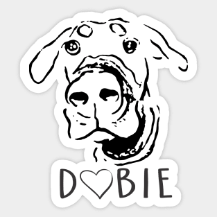 Doberman Natural Ears Funny Face Sticker